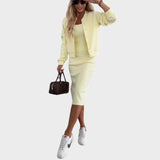 Karin | Σετ φόρεμα μίντι με ριμπ ύφανση και μπουφάν bomber