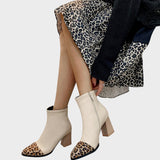 Diva | Δερμάτινες Μπότες με Λεοπάρ Στάμπα