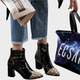 Diva | Δερμάτινες Μπότες με Λεοπάρ Στάμπα