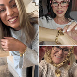 Πάχος βραχιόλι με καρδιές | Χρυσό