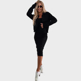 Karin | Σετ φόρεμα μίντι με ριμπ ύφανση και μπουφάν bomber