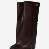 Lavista Δερμάτινες Μπότες με Ύψος στο Γόνατο - Σκούρο Καφέ