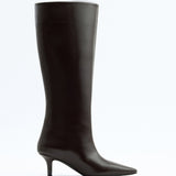 Mona Leather knee high boots - Dark Brown