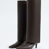 Barfin Leather knee high boots - Dark Brown