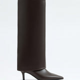 Barfin Leather knee high boots - Dark Brown