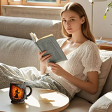 Χειροποίητη 3D Κούπα – Σχέδιο μάγισσας και γάτου