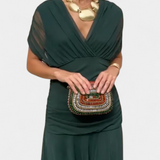 Μαρτίνα | Μακρύ φόρεμα με φλοράλ μοτίβο και V-λαιμόκοψη 