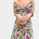 Μαρτίνα | Μακρύ φόρεμα με φλοράλ μοτίβο και V-λαιμόκοψη 