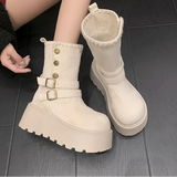 Irene | Μπότες πλατφόρμας με κομψή αγκράφα και ζεστή βελούδινη επένδυση