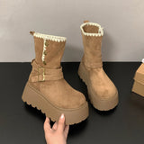 Irene | Μπότες πλατφόρμας με κομψή αγκράφα και ζεστή βελούδινη επένδυση