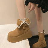 Irene | Μπότες πλατφόρμας με κομψή αγκράφα και ζεστή βελούδινη επένδυση