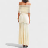 Vitoria - Μακρύ πλεκτό φόρεμα με μανίκια έξω από τους ώμους